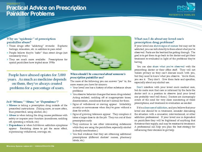 Practical Advice for Parents Prescription Painkiller Abuse Recovery SI