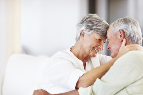 Senior couple sharing a tender moment